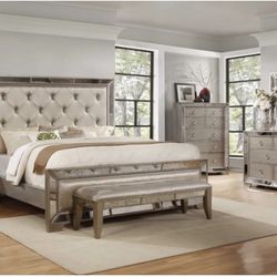 Ava Mirrored Silver Bronzed bedroom set