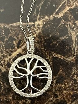 1/4 ct April Birthstone Natural Diamond Tree of Life Pendant in Sterling Silver