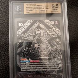 One Piece OP09-093 Marshal.D.Teach Anniversary SP Silver BGS 9.5 Gem Mint (similar to PSA 10)