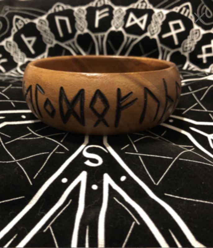 Ritual Offering Bowl Mjolnir & Runes Thor's Hammer 