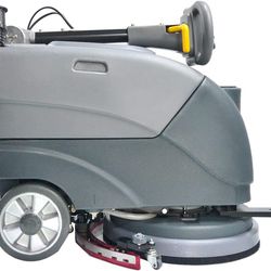 Emotor 15'' Foldable Walk Behind Hand Push Floor Scrubber Machine for Industrial Commercial Use, Upgrade Automatic Water Flow, Machine Size 32"X18"X25