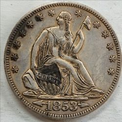 1853 Liberty Seated Half Dollar " Arrows & Rays " XF