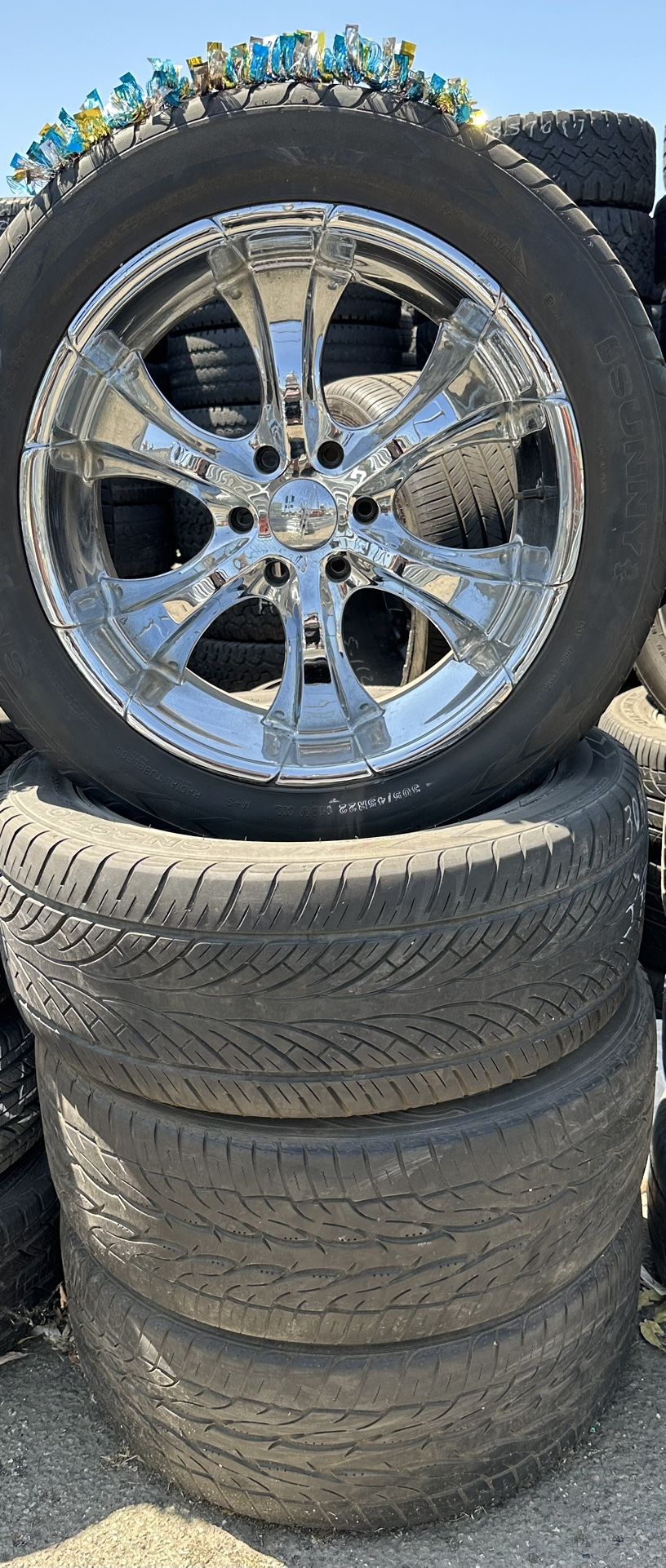 22” 6 Lug Chevy Pup 5x5 Chrome Wheels
