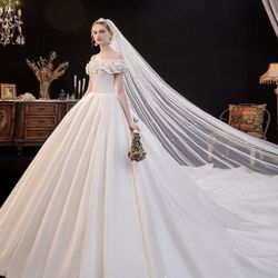 Brand New Wedding Dress Off-Shoulder, Still In Package 