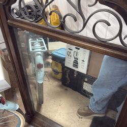 Large wood and metal mirror