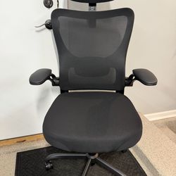 Brand New Black Mesh Tall Back Ergonomic Office Chair w/Flip Up Armrests & Adjustable Lumbar Support