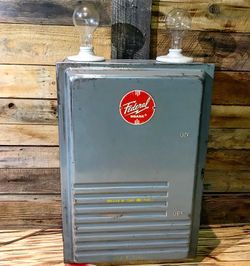 Pull lever vintage electrical light up cabinet