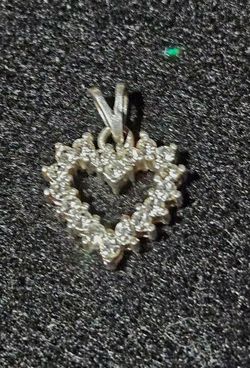 Cubic Zirconia Heart Shaped Pendant in Sterling Silver