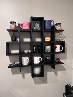 Modern Black Geometric Wall Shelf / Floating Display Shelf