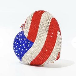 New Market Sample Heart shaped American Flag Clutch