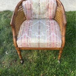 Vintage Rolling Wood Dining Room Chair With cushion 