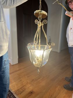 Brass and Glass Hanging Light