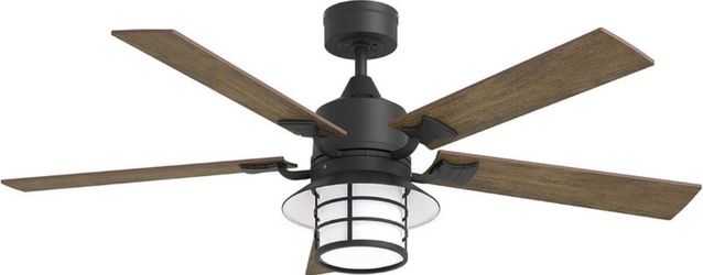 Industrial Ceiling Fan 52" - Reversible Motor and Wood Finish