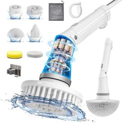 Electric Spin Scrubber, Cordless Cleaning Brush, 2024 New Electric Cleaning Brush with 6 Replaceable Brush Heads, Adjustable Bathtub Scrubber, Power S