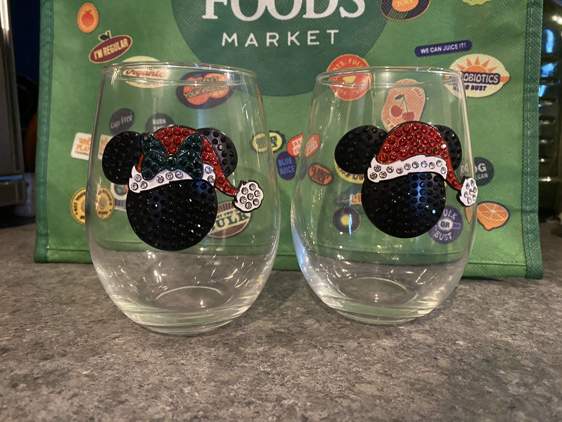 Disney Mickey And Minnie Wine Glasses
