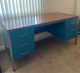 Vintage Tanker Desk with Wood Top