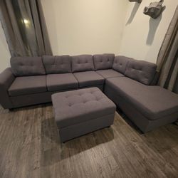 Gray Sectional Sofa - Reversible 