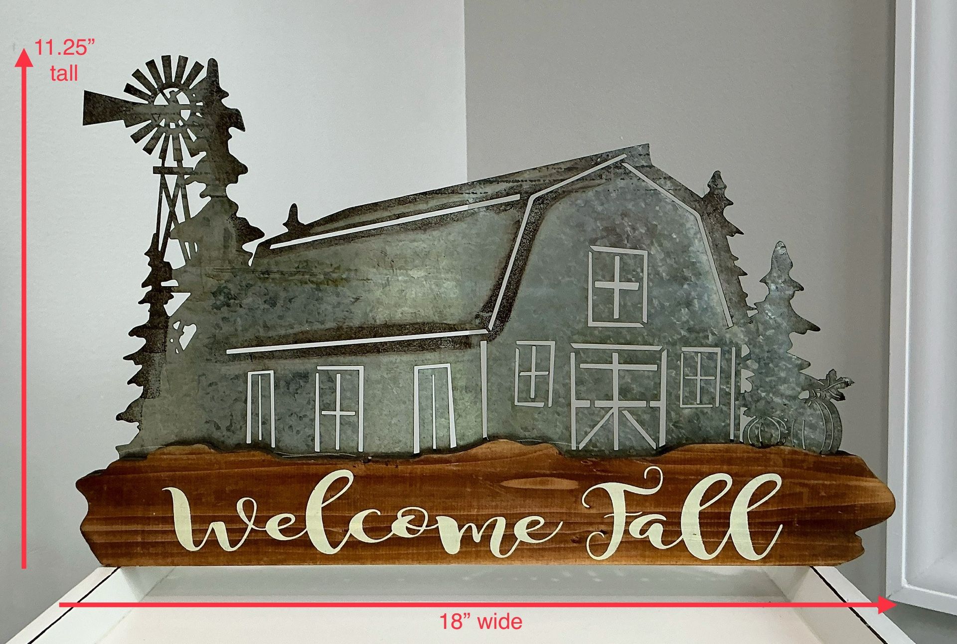 New Wood & Laser Cut Metal “Welcome Fall” Barn