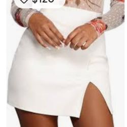 White Faux Leather Skirt New L/Falda Tipo Cuero L Blanca