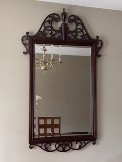 Vintage Ornate Carved Wood Wall Mirror – 25” x 51”