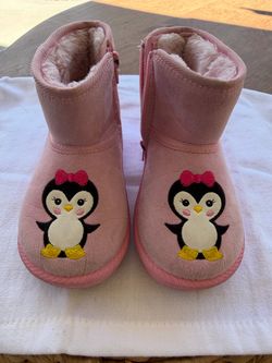 Pink penguin boots