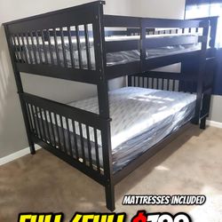 Full Full Size Expresso Bunkbed With Orthopedic Mattress 