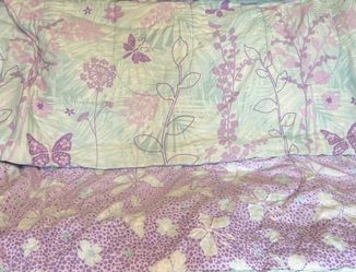 Butterfly lot - reversable comforter, sham, 3 valances, wall board, material, felt cut-outs
