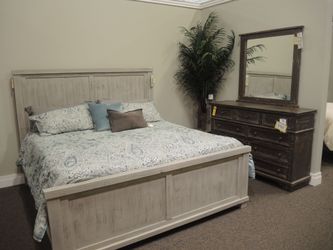 Post & Beam King Panel Bed - Whitewashed Gray | Headboard