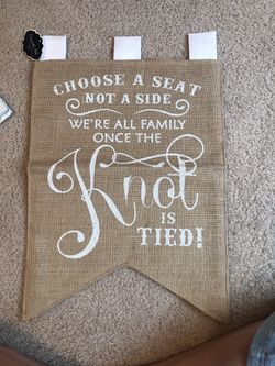 Burlap small wedding flag. Brand new with tags.