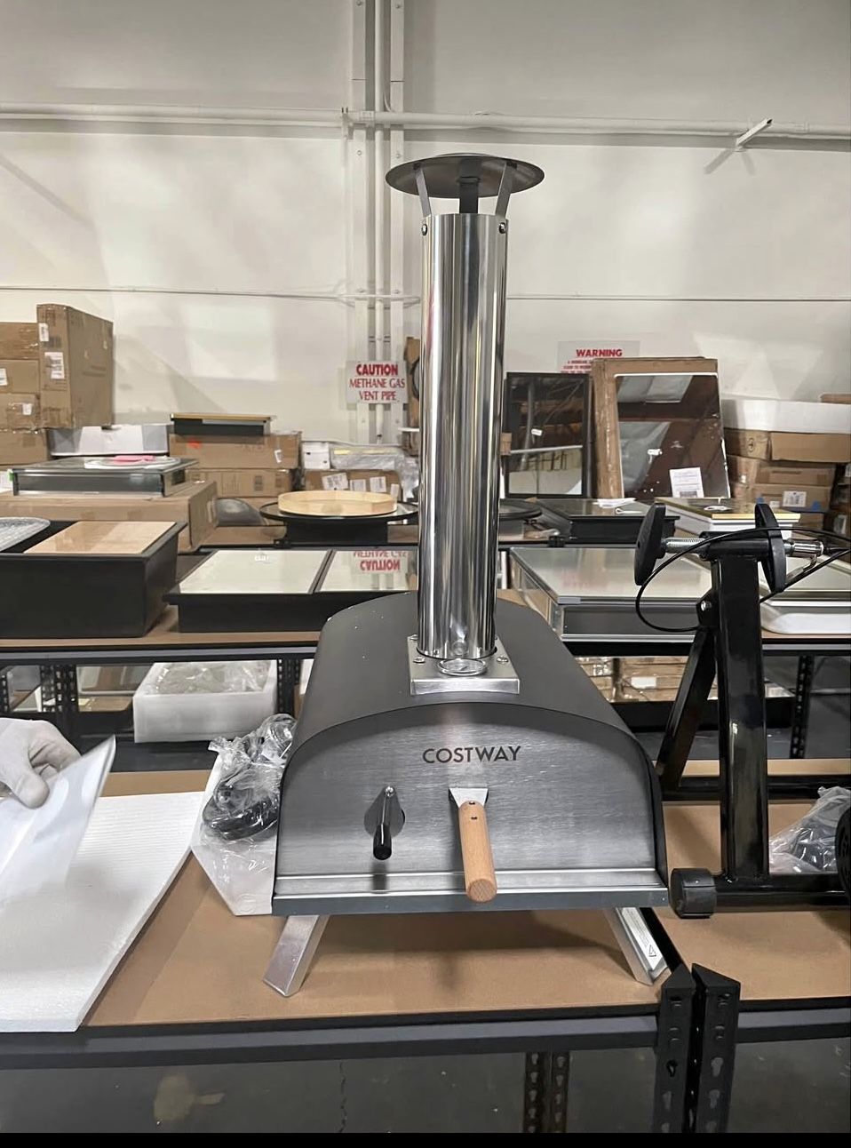 New Pizza Oven Outdoor, Propane & Wood Fired Pizza Maker w/ 13" Pizza Stone Pizza Peel Gas Burner