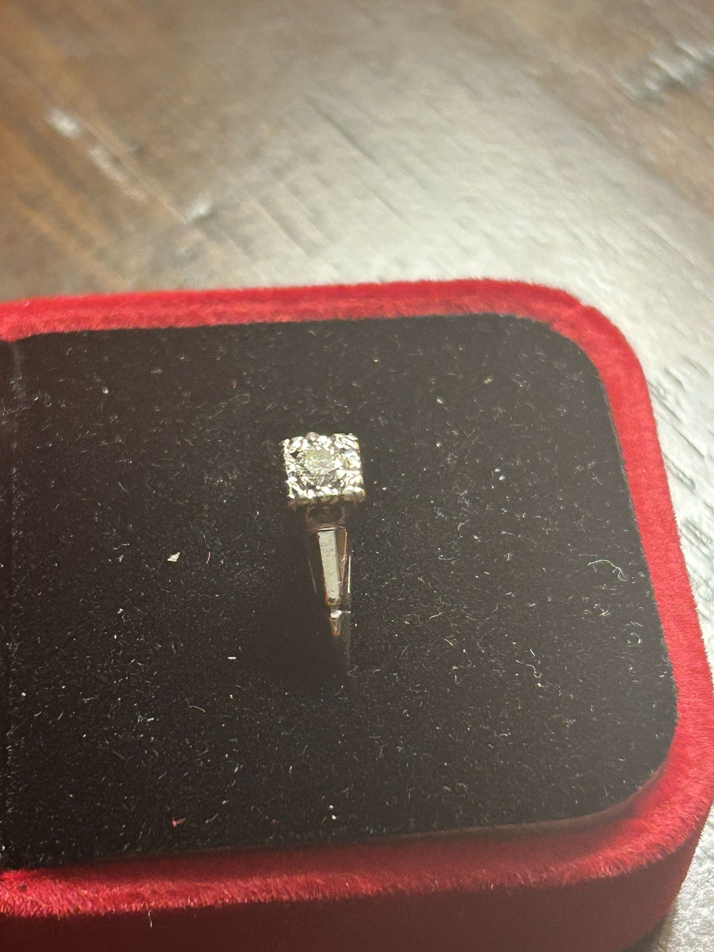 White 14K solid gold with a real natural diamond engagement ring