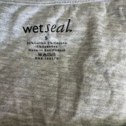 Wet Seal Gray Square Neck Long Sleeve Top Women’s Size S