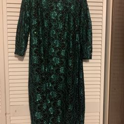 Dark Green Lace Sequin Dress Size XXL