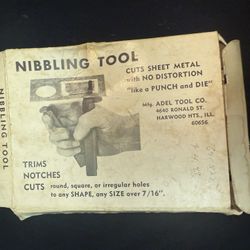 Vintage Metal Nibbling Tool, Adel Tool Company, Usa With Box