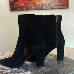 Aquatalia Black Hallie Suede Calf 9 M Boots
