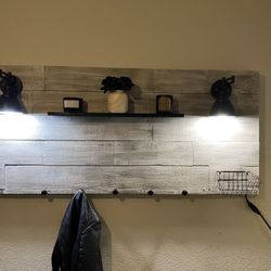   Entryway Coat Rack   / Custom  With Remote Lighting Adjustments 67” Long  By 30” Wide 