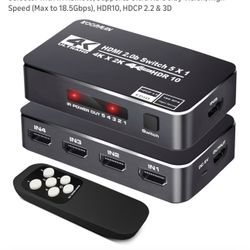 4K HDR HDMI Switch w/ remote Plus 50ft High Speed HDMI Cable