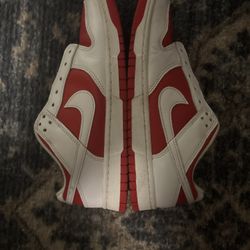 red and white gym red dunks 