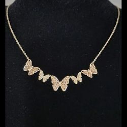 Solid/Real K18 JAPAN GOLD Butterfly Necklace 45cm 