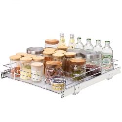 15.5"Wx21"Dx3.5"H Pull Out Cabinet Organizer, Heavy Duty Slide Out Pantry Shelves, Steel Roll Out Drawers, Sliding Drawer Storage for Home Under Sink,