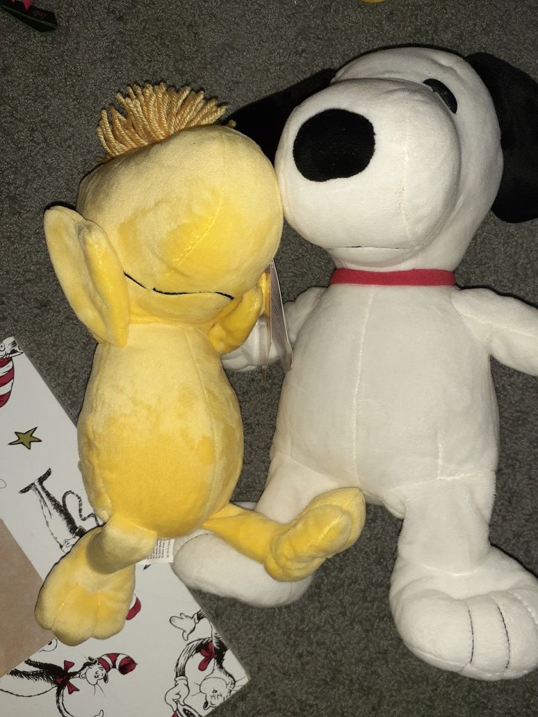 Snoopy and woodstock plushies