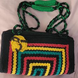 Handmade knit crochet crossbody handbag  