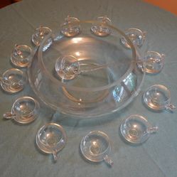 Vintage mid-century 14 Piece Punch Bowl Set