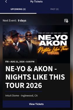 Ne-Yo & Akon Nights Like This Tour Ticket