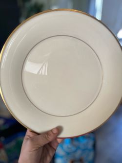 Vintage Lenox Eternal Dinner Plates Set of 8 – Ivory Gold Rim – Made in USA