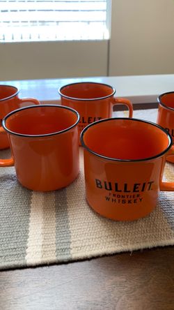 Bulleit Frontier Whiskey Orange w/ Black Rim Ceramic Mug Cup