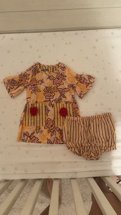 PASTOURELLE BY PIPPA & JULIE striped set with tunic & bloomers