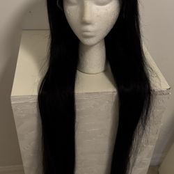 40” Black Human Hair Wig 