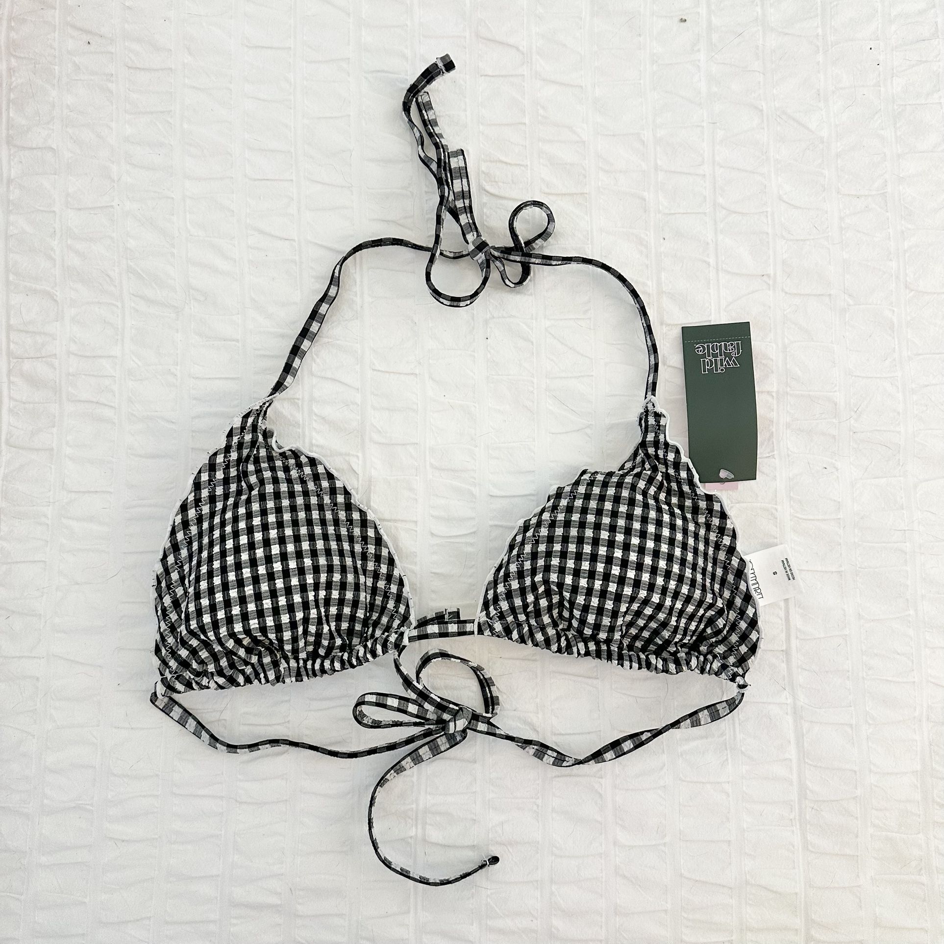 NWT Wild Fable Gingham Ruffle Bikini Top