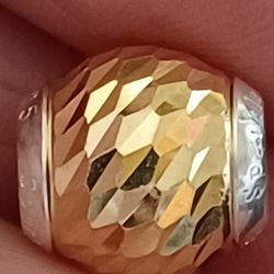 Sterling Silver 925- Gold Diamond Cut Charm